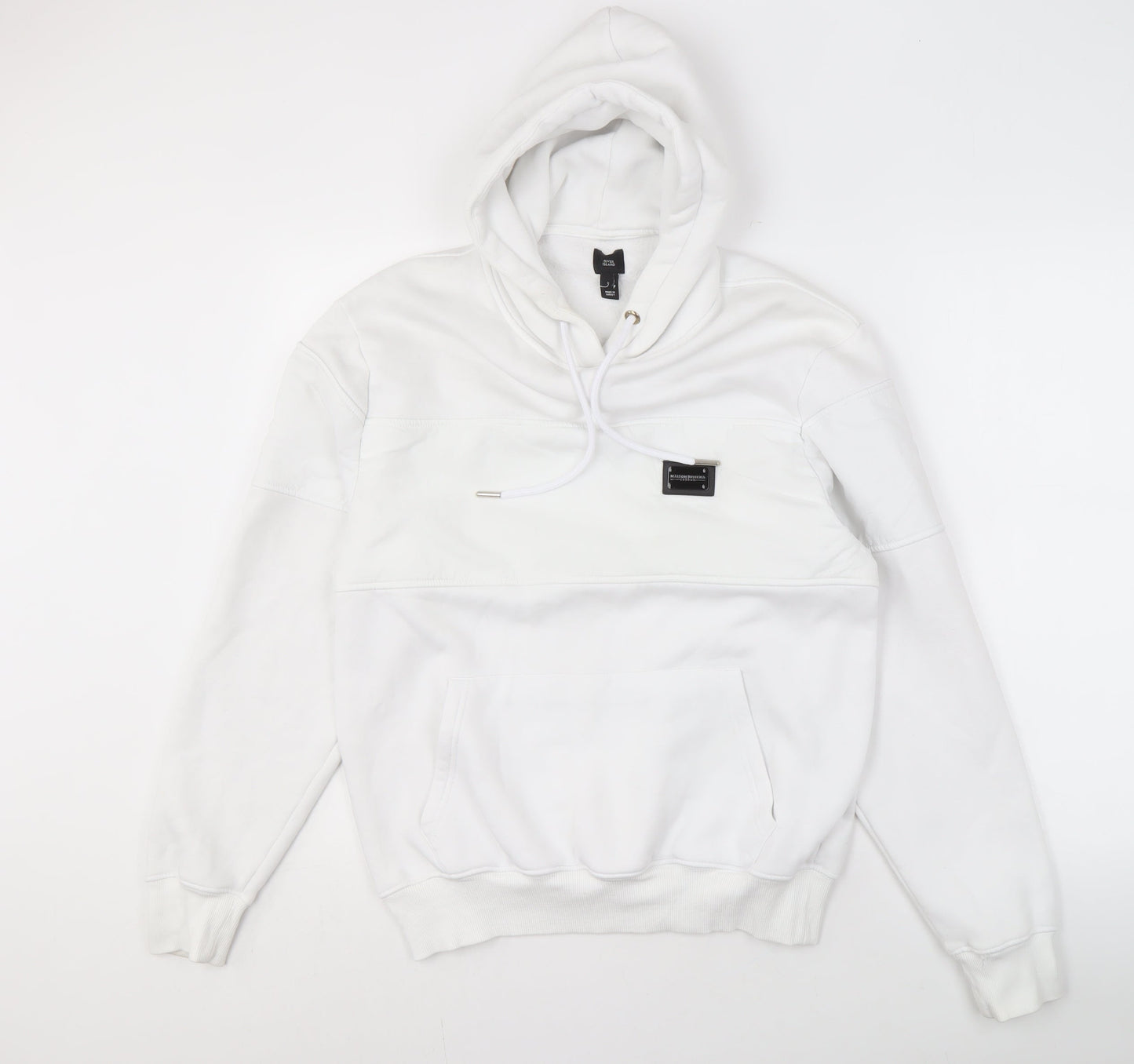 Mens UK Size S River Island White Pullover Hoodie