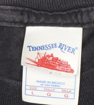 Tennessee River Men’s Black L T-Shirt, Retro Graphic