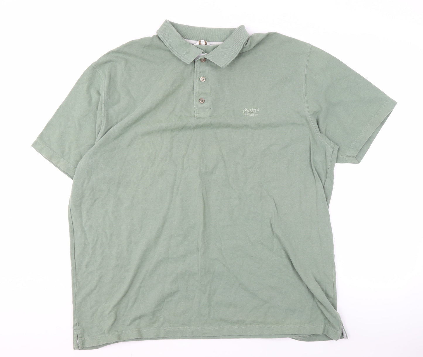Cotton Traders Men's Green Polo Shirt 2XL Short Sleeve