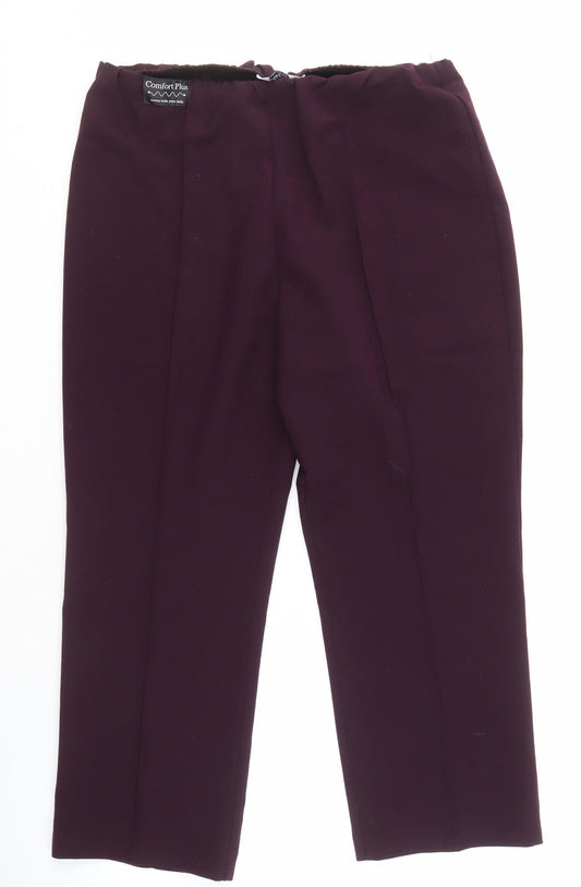 Classic Women's Purple Trousers, Size 14, Zip Closure