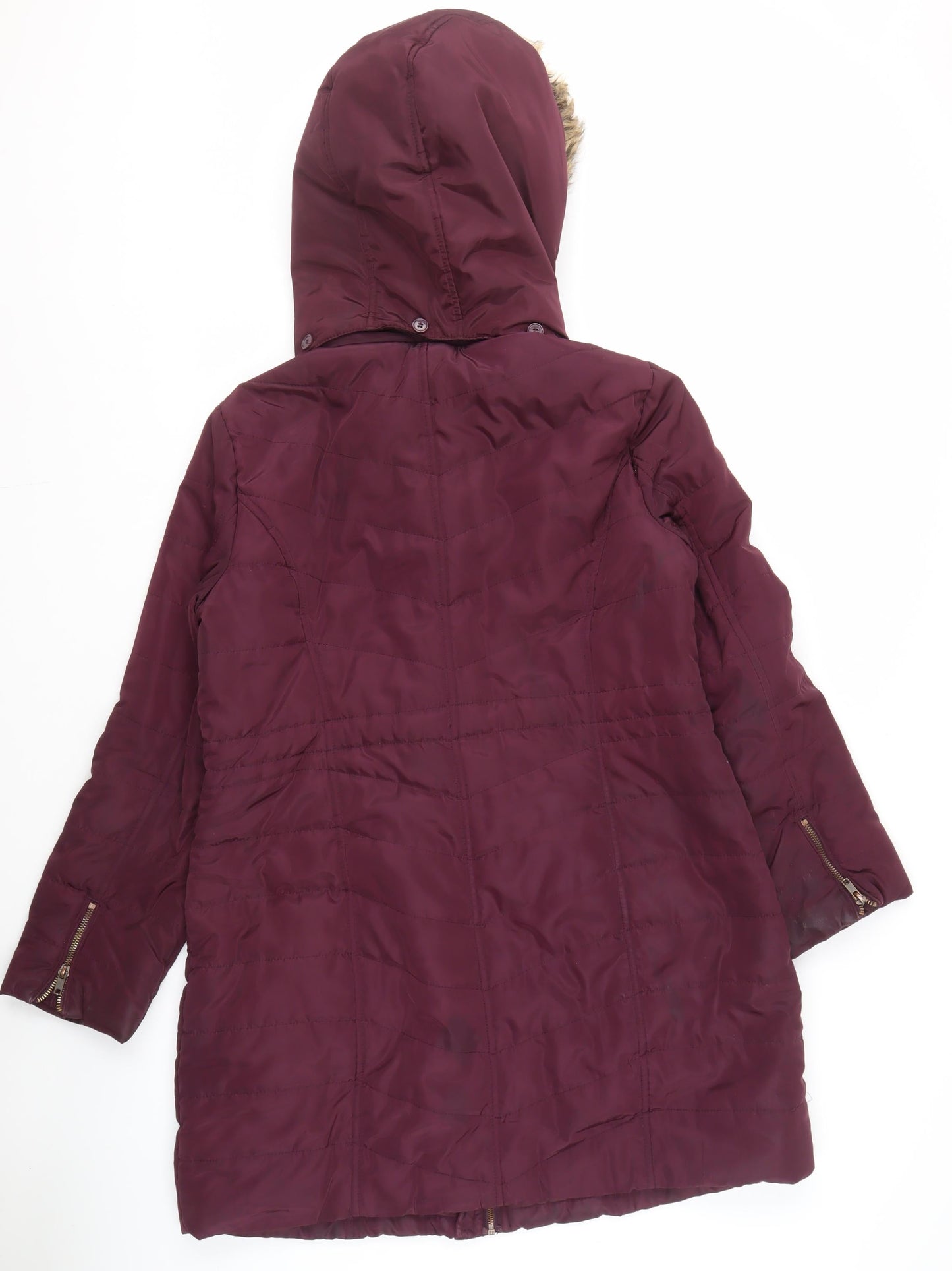 M&Co Petite Purple Parka Coat, Size 14, Hooded