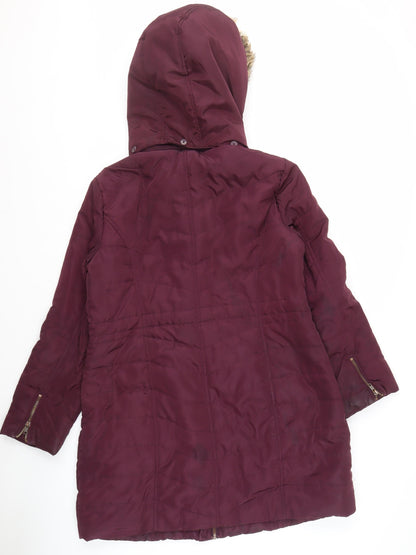 M&Co Petite Purple Parka Coat, Size 14, Hooded