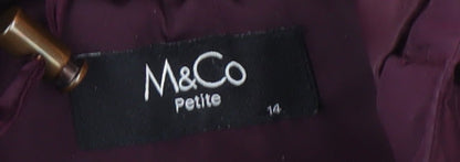 M&Co Petite Purple Parka Coat, Size 14, Hooded