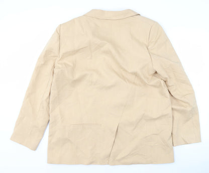 Zara Women Beige Blazer Size 16 with Notch Lapel