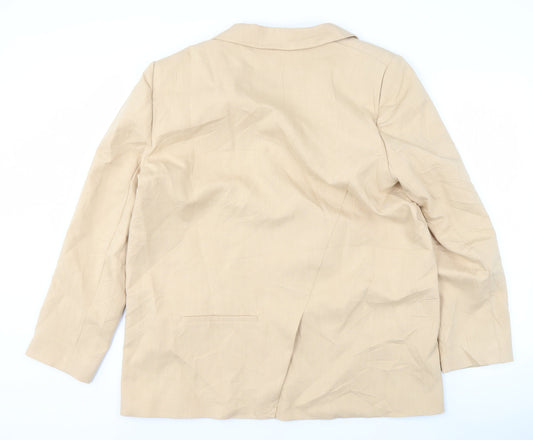 Zara Women Beige Blazer Size 16 with Notch Lapel