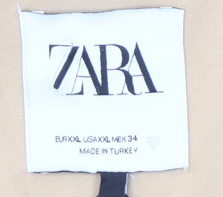 Zara Women Beige Blazer Size 16 with Notch Lapel