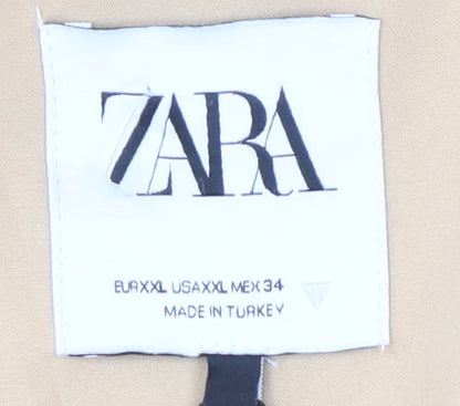 Zara Women Beige Blazer Size 16 with Notch Lapel
