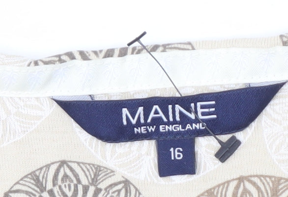 Womens UK Size 16 Maine New England Beige Basic T-Shirt