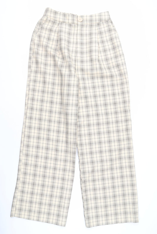 Stradivarius Women's Multicoloured Check Trousers Size 14