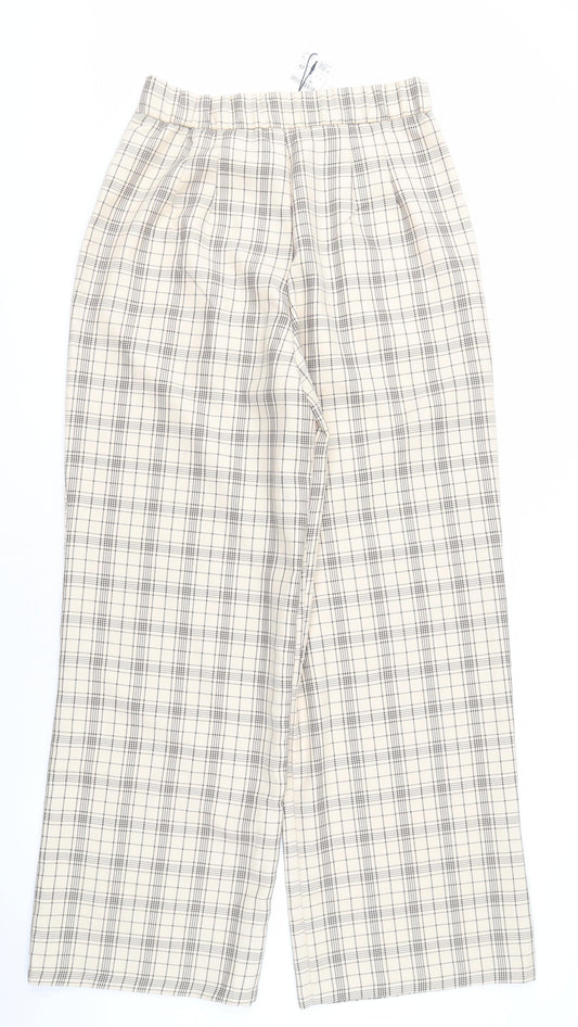 Stradivarius Women's Multicoloured Check Trousers Size 14