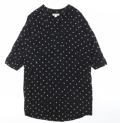 Whistles Women's Black Polka Dot Shirt Dress Size 8