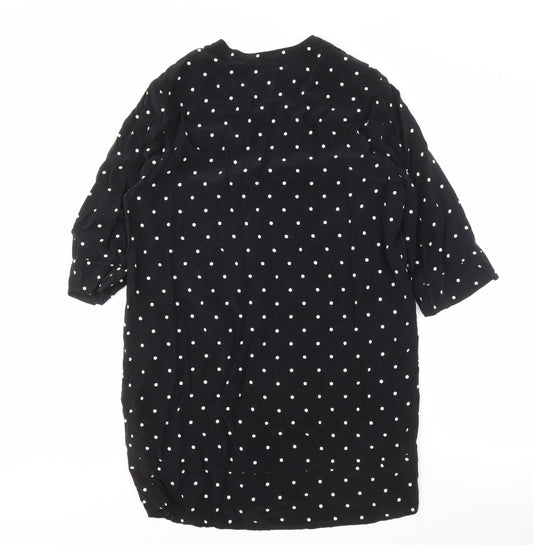 Whistles Women's Black Polka Dot Shirt Dress Size 8