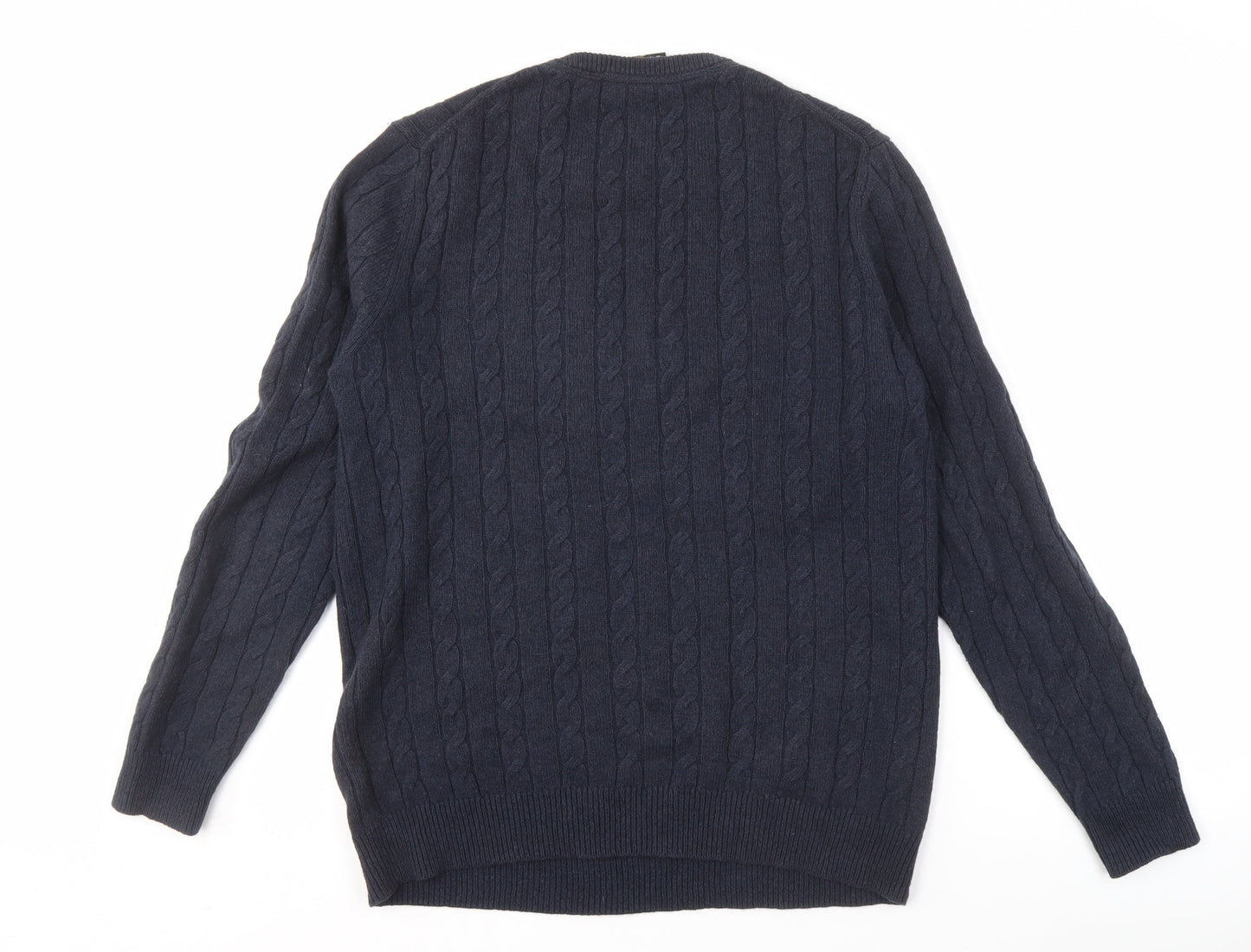 Lyle & Scott Men's Blue Cable-Knit Pullover Jumper L