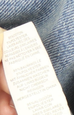 PrettyLittleThing Women's Blue Distressed Straight Jeans UK 8