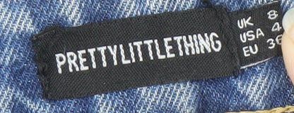 PrettyLittleThing Women's Blue Distressed Straight Jeans UK 8