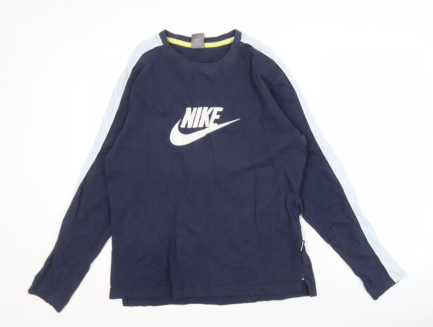 Nike Men's Blue Long Sleeve Cotton T-Shirt Size L