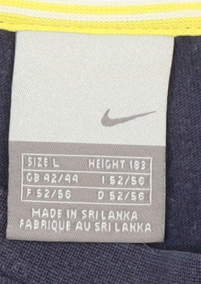 Nike Men's Blue Long Sleeve Cotton T-Shirt Size L