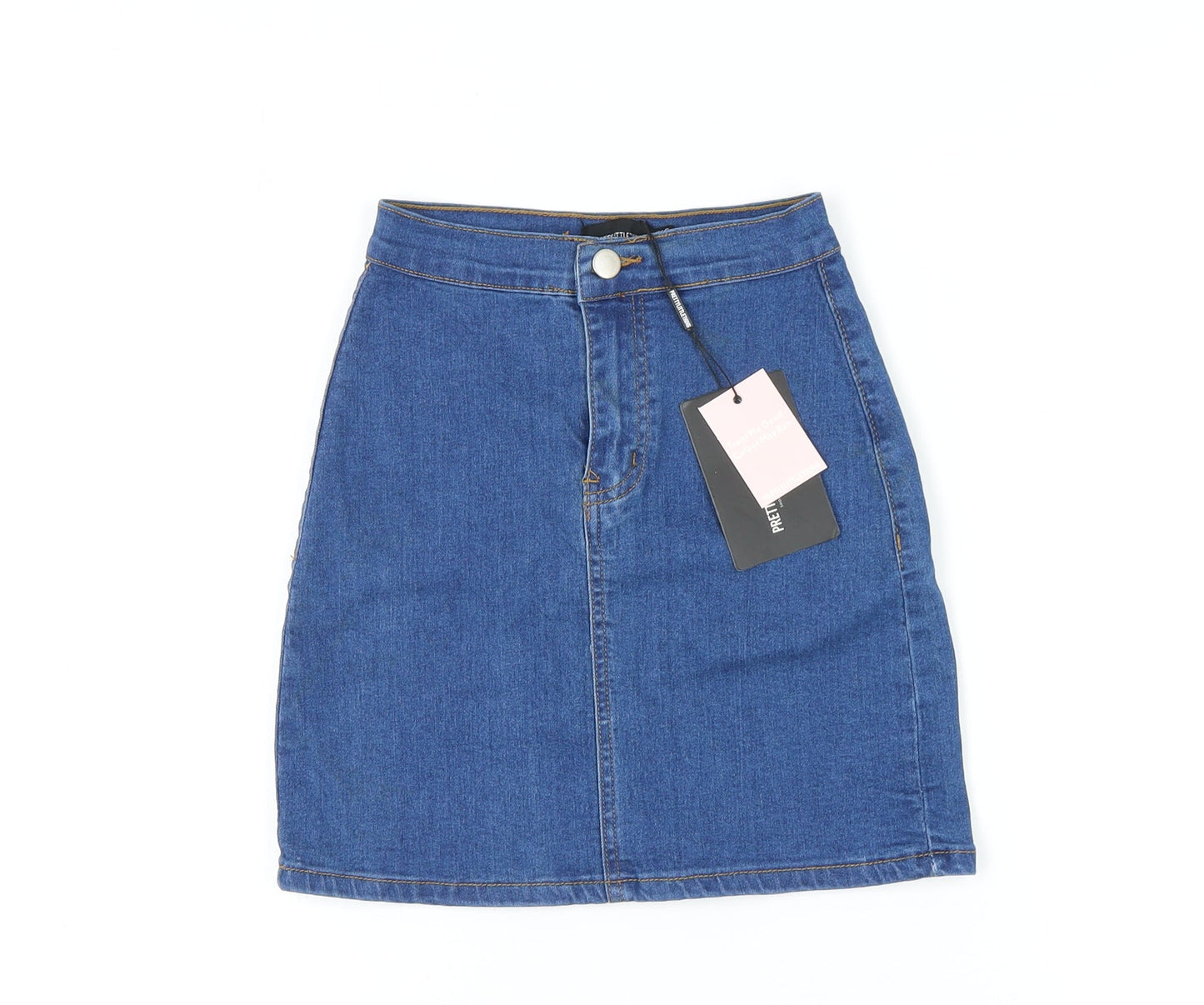 PrettyLittleThing Women's Blue Denim Skirt, Size 6