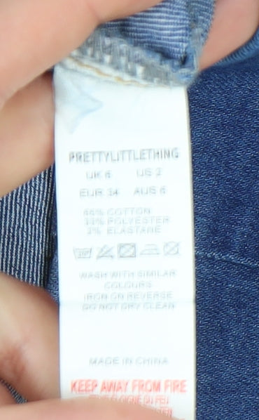 PrettyLittleThing Women's Blue Denim Skirt, Size 6