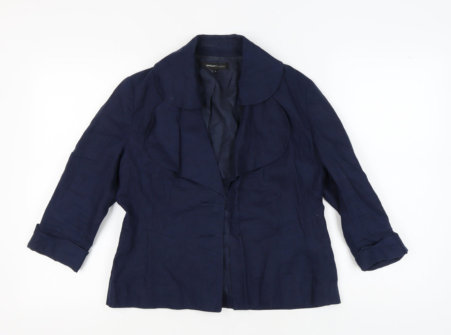 Great Plains Women's Blue Linen Blazer L