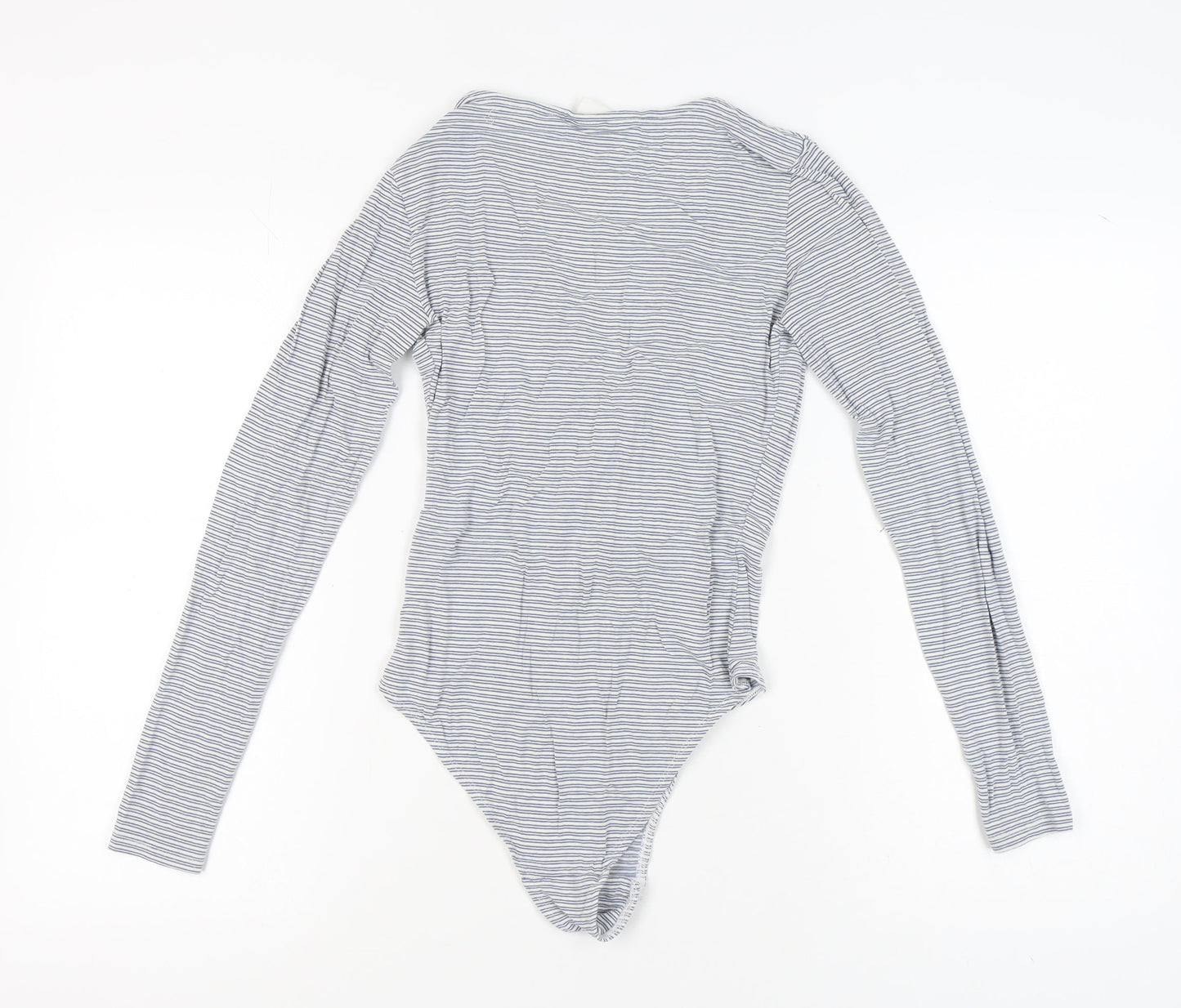 H&M Women's Grey Striped Bodysuit, Size S