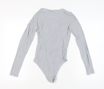H&M Women's Grey Striped Bodysuit, Size S