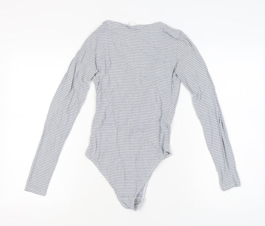 H&M Women's Grey Striped Bodysuit, Size S