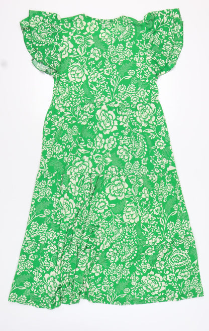QED London Women's Green Floral Dress Medium