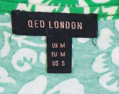 QED London Women's Green Floral Dress Medium