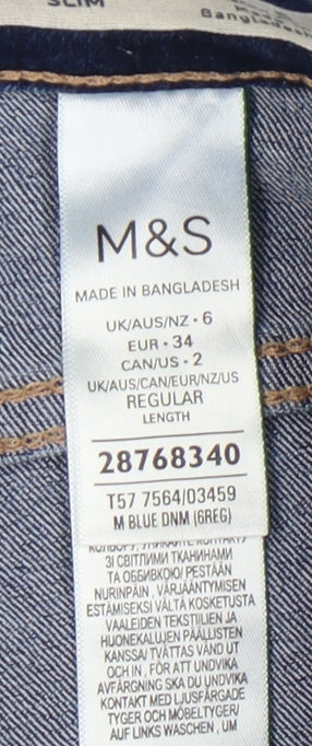 Womens UK Size 6 Marks and Spencer Slim Fit Skinny Blue Jeans