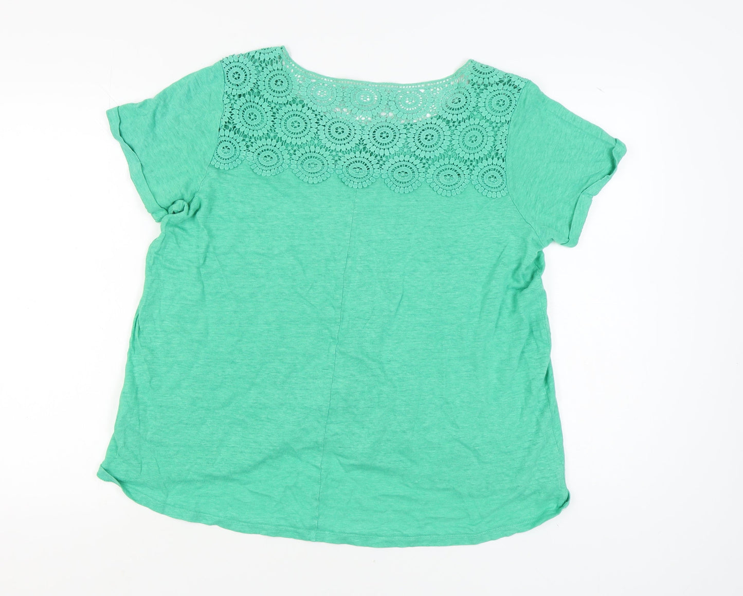 Lands' End Women's Green Linen Tee, Petites L