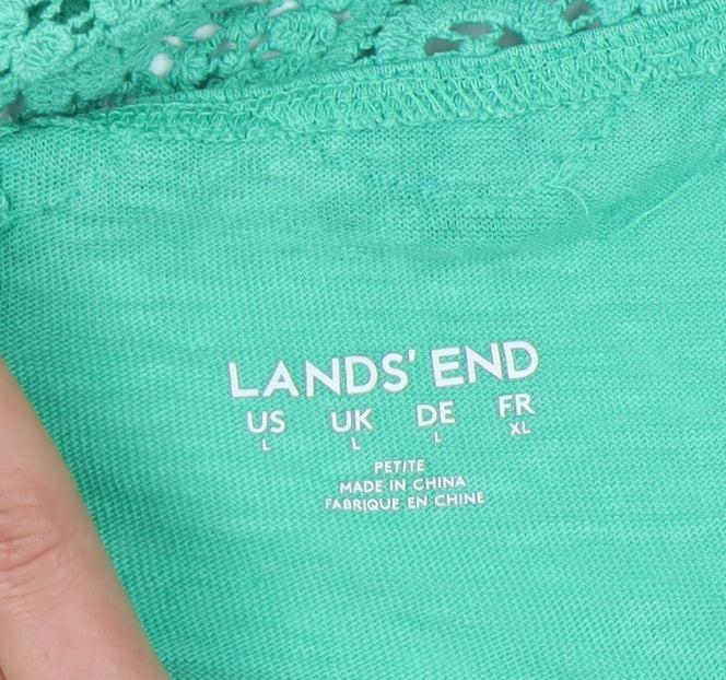 Lands' End Women's Green Linen Tee, Petites L