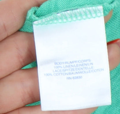 Lands' End Women's Green Linen Tee, Petites L