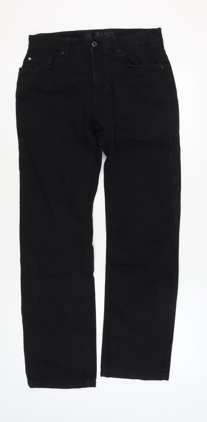 Zara Men’s Black Straight Jeans, Size L, Dark Wash