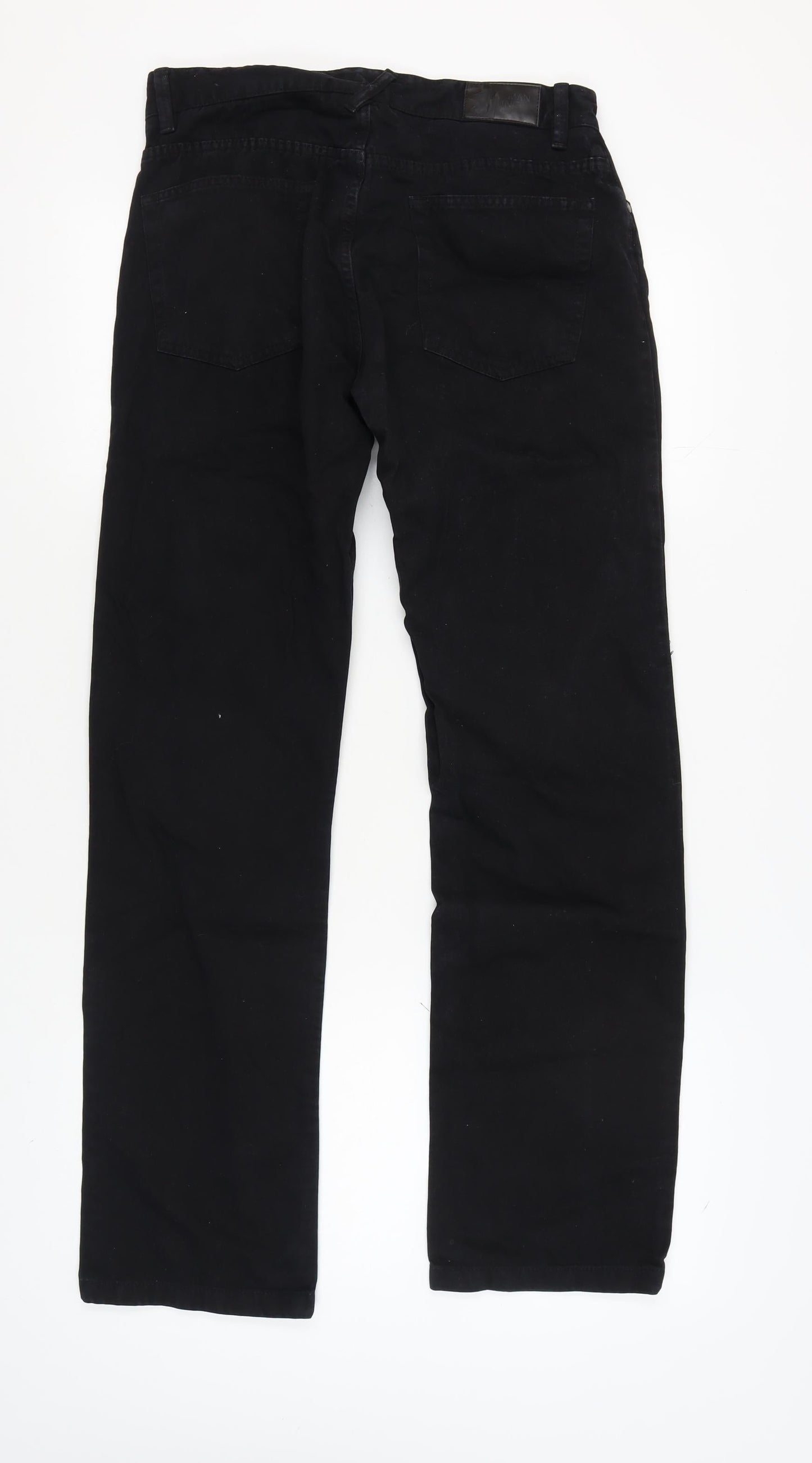 Zara Men’s Black Straight Jeans, Size L, Dark Wash