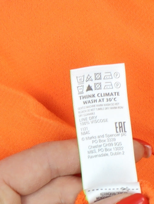 Womens UK Size 14 Marks and Spencer Orange Basic Blouse
