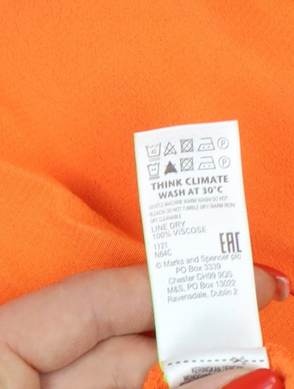 Womens UK Size 14 Marks and Spencer Orange Basic Blouse