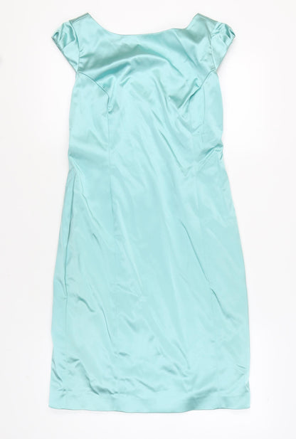 Coast Women's Blue Sheath Dress Size 12 V-Neck Cocktail