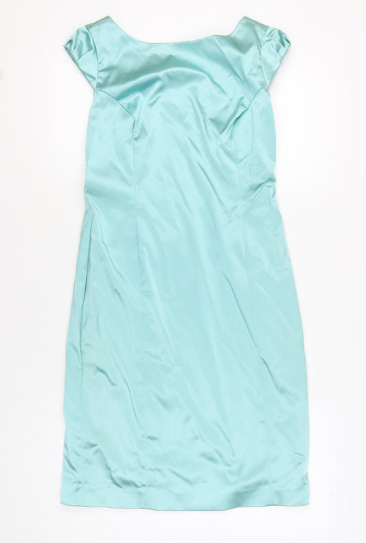 Coast Women's Blue Sheath Dress Size 12 V-Neck Cocktail