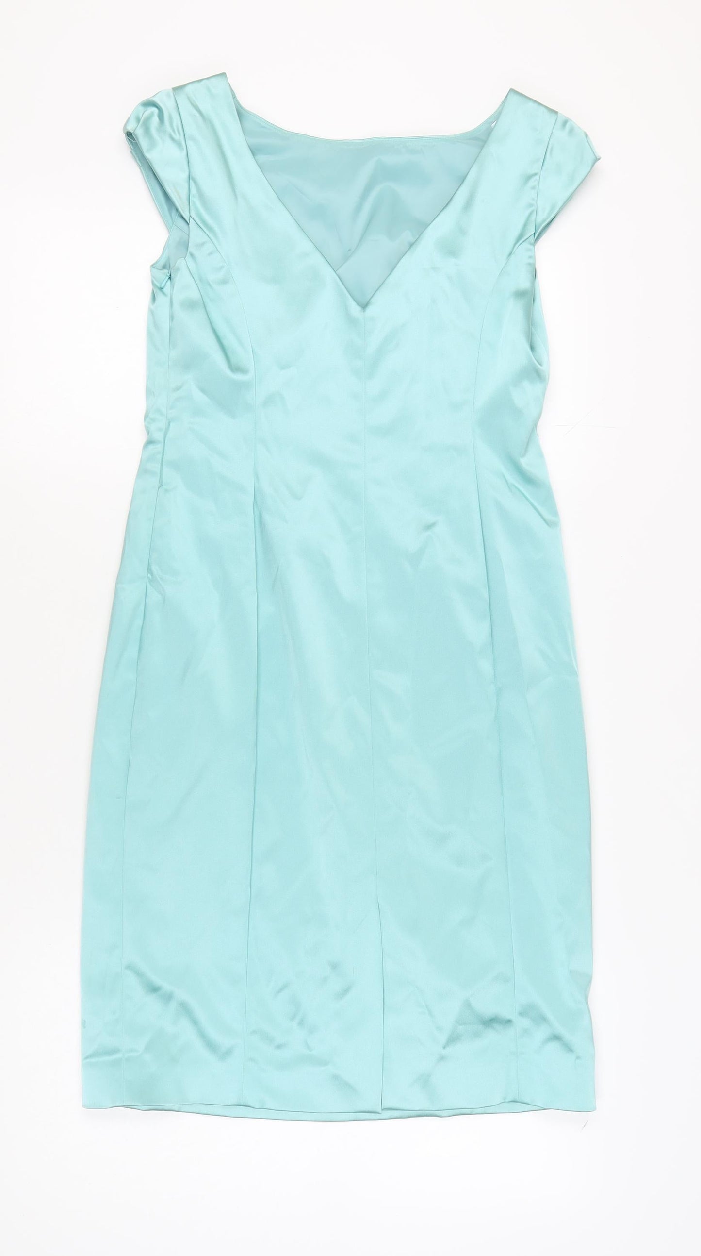 Coast Women's Blue Sheath Dress Size 12 V-Neck Cocktail