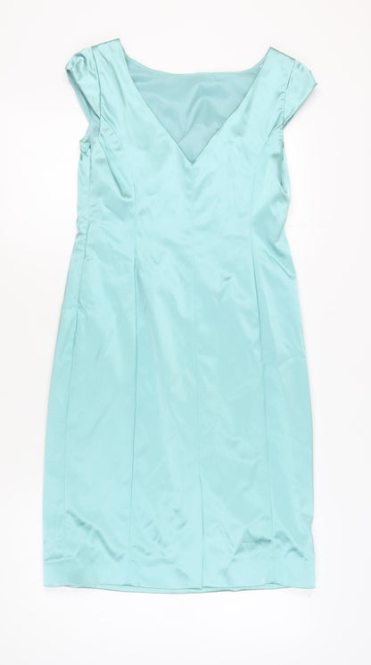 Coast Women's Blue Sheath Dress Size 12 V-Neck Cocktail