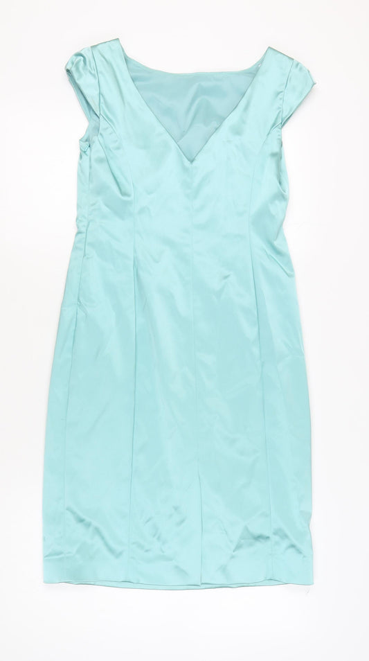 Coast Women's Blue Sheath Dress Size 12 V-Neck Cocktail