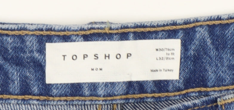 Topshop Blue Women's Mom Jeans, Size 30, Relaxed Fit