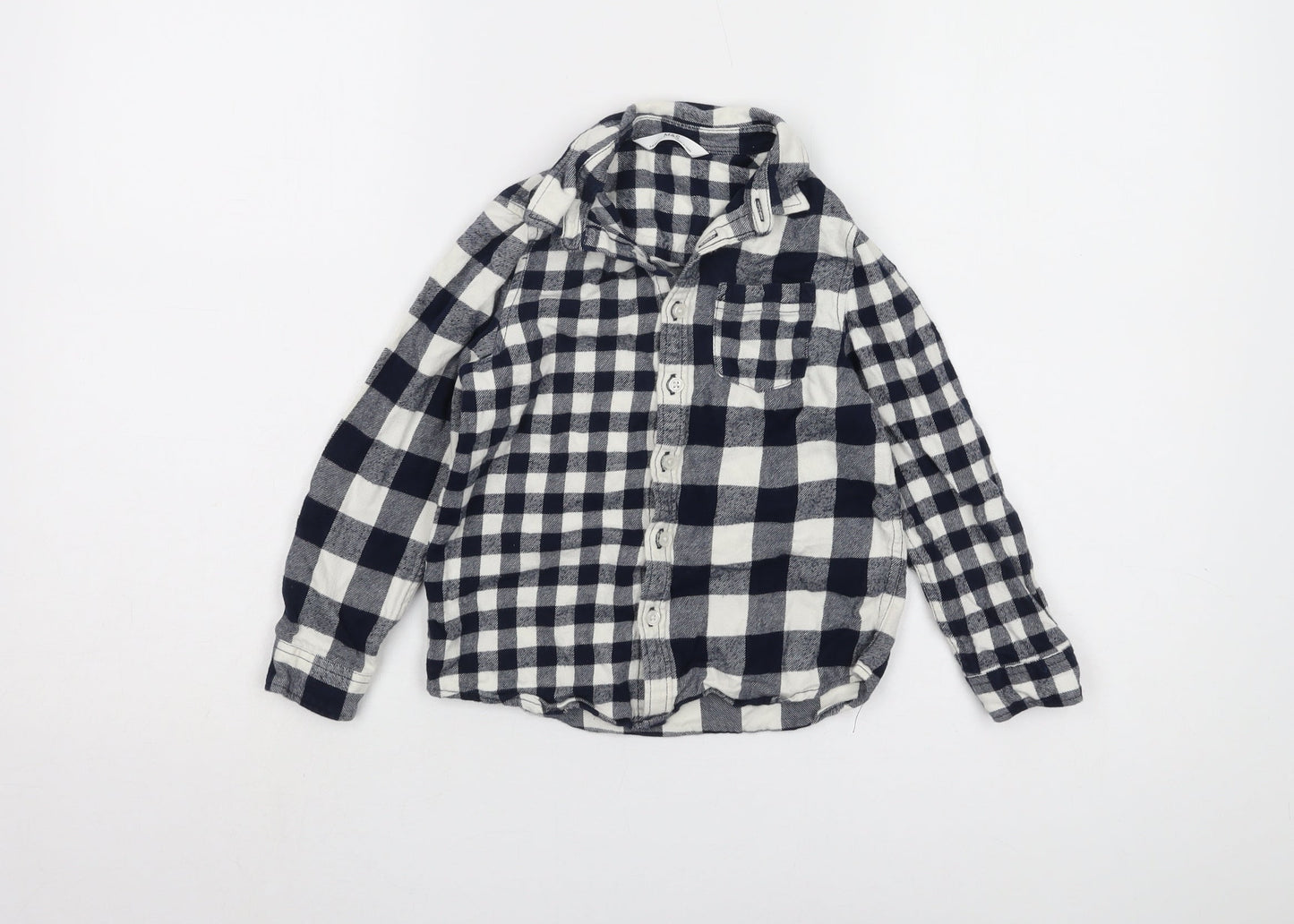 Marks and Spencer Boys Black & White Check Shirt 5-6 Years