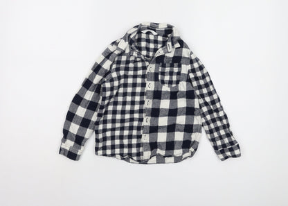 Marks and Spencer Boys Black & White Check Shirt 5-6 Years
