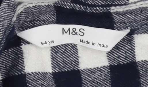 Marks and Spencer Boys Black & White Check Shirt 5-6 Years