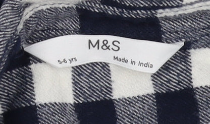 Marks and Spencer Boys Black & White Check Shirt 5-6 Years