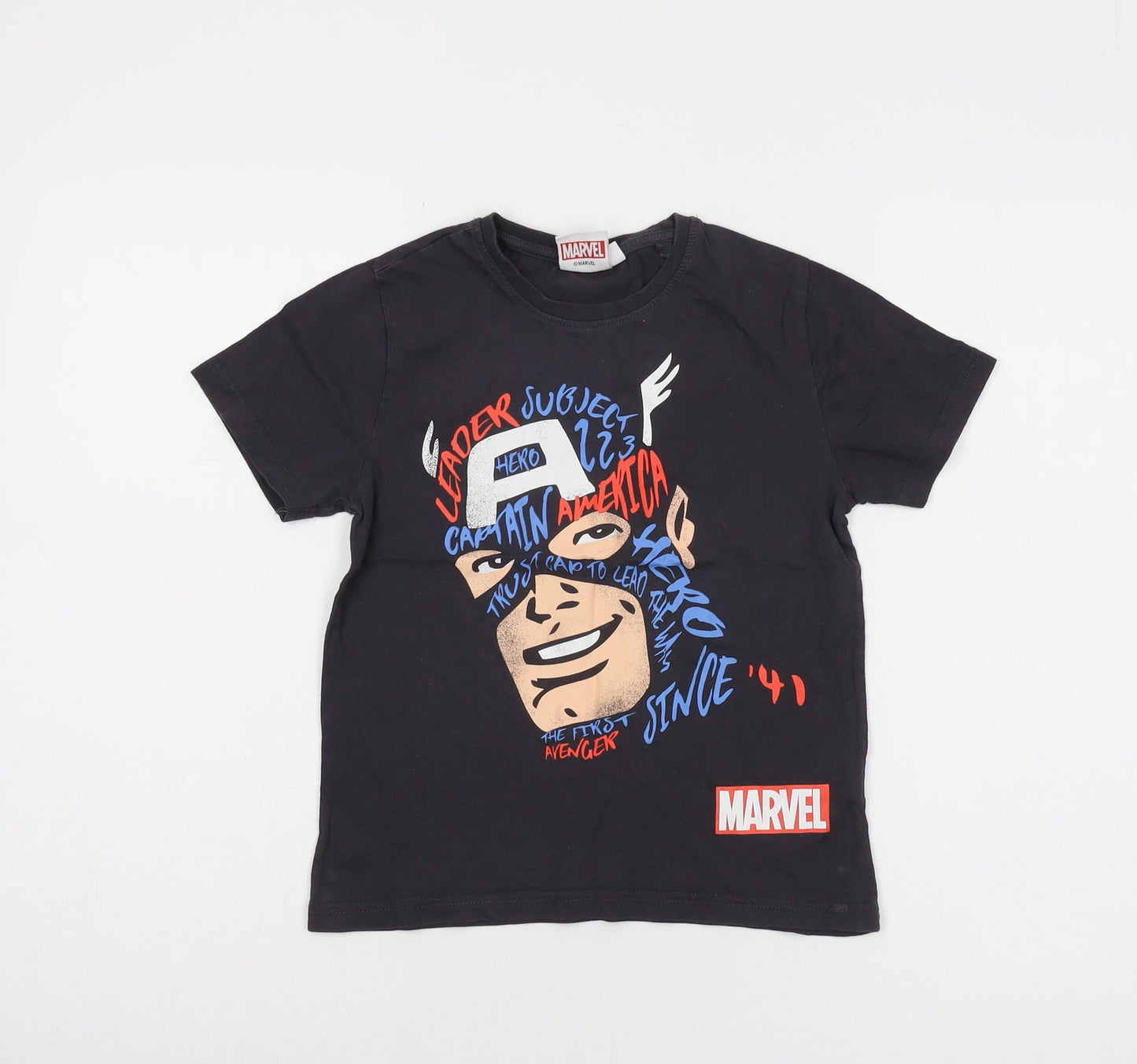 Marvel Black Captain America Boys T-Shirt 7-8 Years