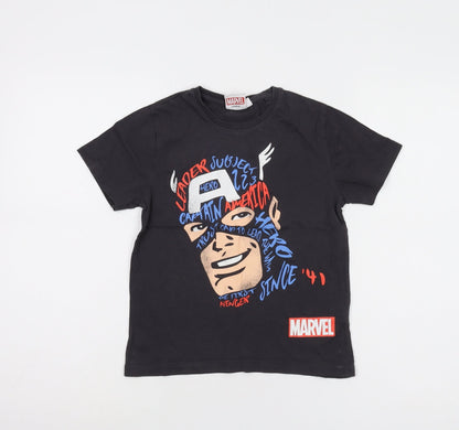 Marvel Black Captain America Boys T-Shirt 7-8 Years
