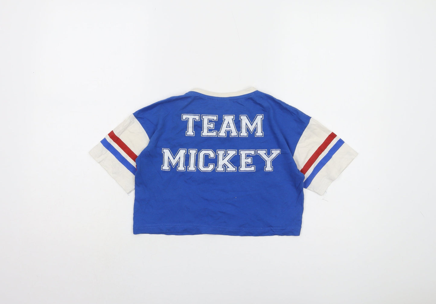 Disney Girls Blue Mickey Mouse Cropped T-Shirt 11-12 Years